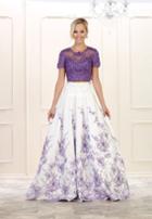 May Queen - Two Piece Embellished Floral Print Ballgown