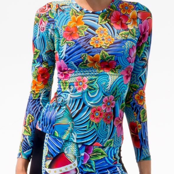 Luli Fama - Long Sleeve Inked Top In Multicolor (f515g01)