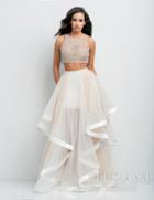 Terani Prom - Beaded Crop Top And Ruffled Mesh Skirt Long Gown Ensemble 151p0102a