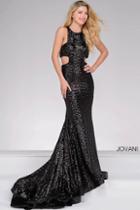 Jovani - Cut Out Sequined Prom Dress 48334