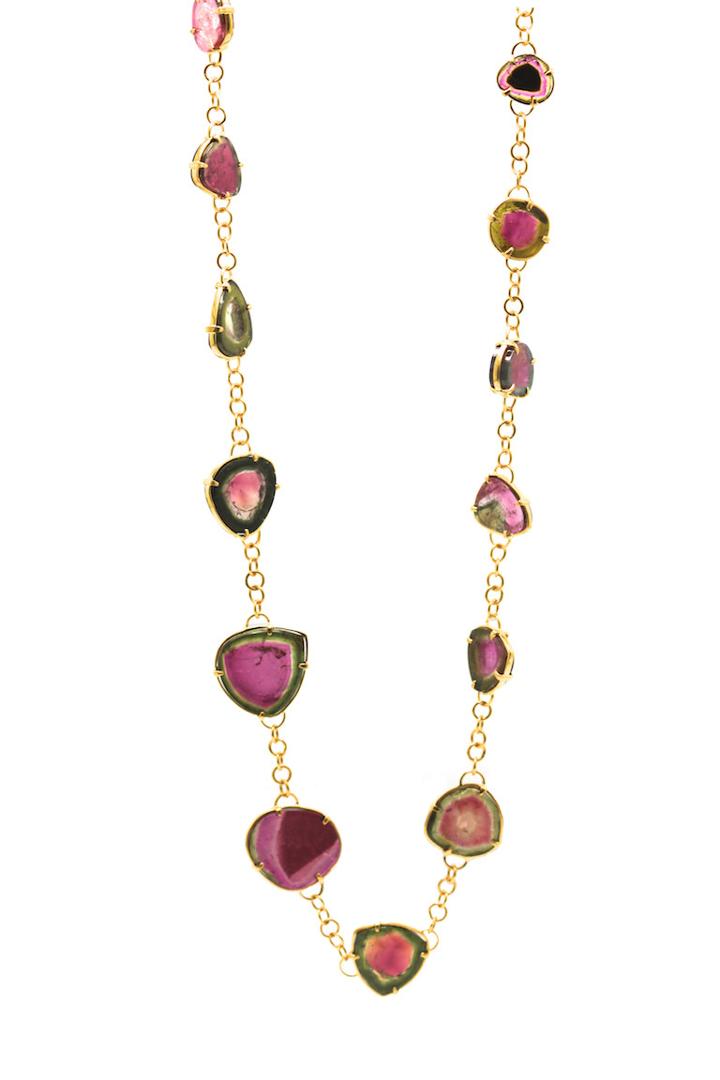 Tresor Collection - Bicolor Tourmaline Long Necklace In 18k Yellow Gold
