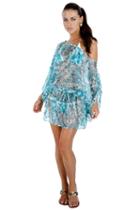 Caffe Swimwear - Plunge Neck Kaftan Dress In Blue