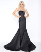 Cassandra Stone - 66444a Strapless Bow Accented Brocade Trumpet Gown