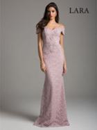 Lara Dresses - 29932 Lace Embellished Off-shoulder Trumpet Dress