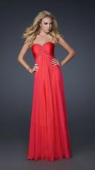 La Femme - Bead Embellished Pleated Sweetheart Chiffon A-line Gown 17527