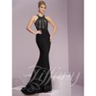 Tiffany Designs - Stylishly Ornate High Halter Long Evening Gown 46089