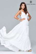 Faviana - S7933 Long Dress With Lace Bodice And Tiered Skirt