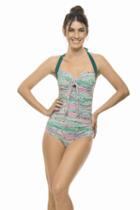 2018 Estivo Swimwear - Knotted Cups Drapped One Piece Removable Cups & Tummy Control 3071/pin/02