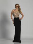 Dave & Johnny - A6040 Halter Keyhole Embroidered Evening Gown