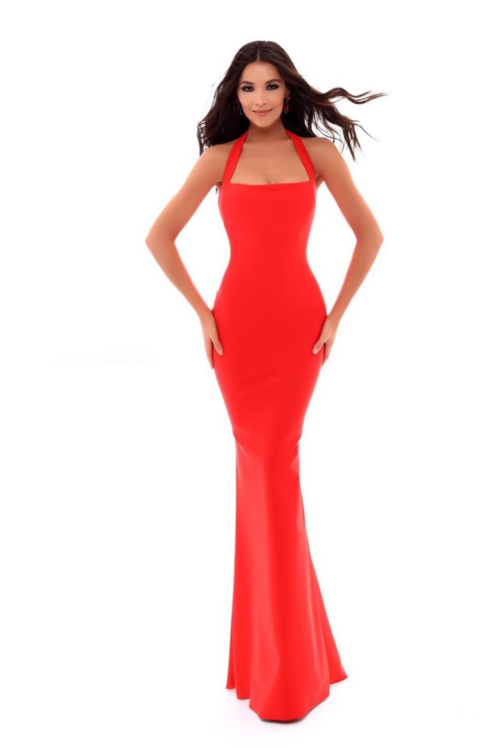 Tarik Ediz - 50286 Statuesque Halter Strap Sheath Gown