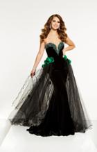 Panoply - 14908 Floral Appliqued Plunging Sweetheart Velvet Gown