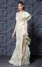 Mnm Couture - K3608 Floral Applique Trumpet Dress With Train