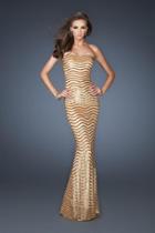 La Femme - 18964 Gilded Striped Sequin Evening Gown