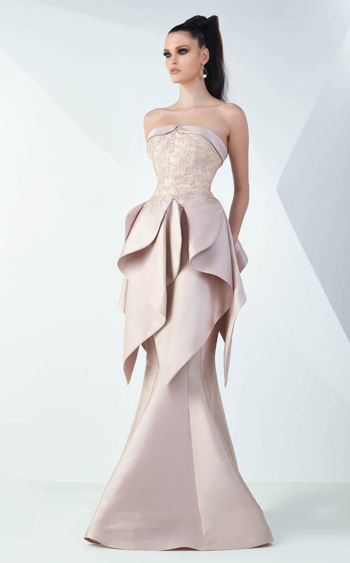 Mnm Couture - Embellished Strapless Mermaid Gown G0706