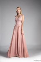 Cinderella Divine - Beaded Lace V-neck A-line Dress