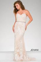 Jovani - Strapless Mermaid Pageant Dress With Embellished Waist 48724
