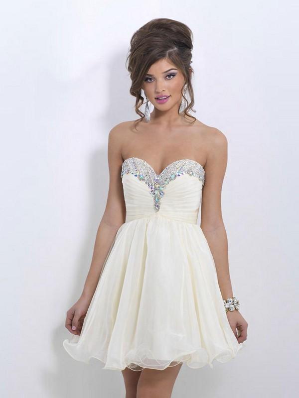 Blush - X156 Strapless Plated Cocktail Dress