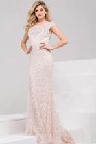 Jovani - Jvn60007 Beaded Cap Sleeves Fitted Evening Dress