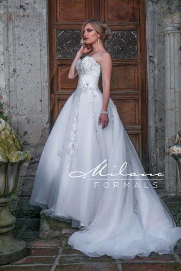 Milano Formals - Aa9298 Strapless Fitted Wedding Dress