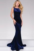 Jovani - Long Velvet Backless Prom Dress 46060