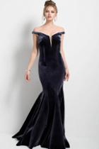 Jovani - 54848 Off-shoulder Velvet Mermaid Gown