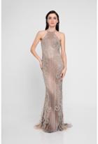 Terani Couture - 1811gl6466 Ombre Embellished Halter Evening Gown