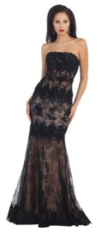 May Queen - Rq7225 Luscious Lace Strapless Evening Gown