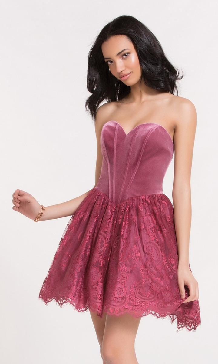 Alyce Paris - 2633 Strapless Corset Boned Velvet Bodice Dress
