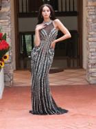 May Queen - Sheered Halter Neckline Full-length Embellished Dress Rq7373