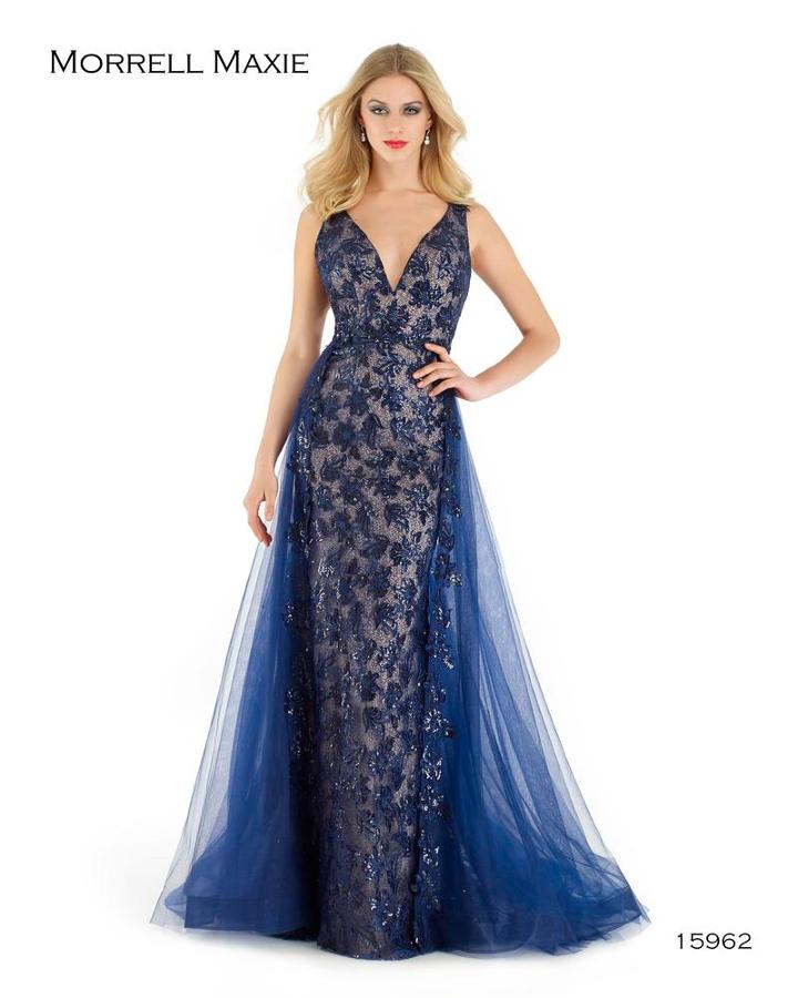 Morrell Maxie - 15962 Lace Embroidered V-neck Dress With Overskirt
