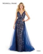 Morrell Maxie - 15962 Lace Embroidered V-neck Dress With Overskirt