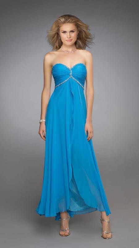 La Femme - Beaded And Ruched Sweetheart A-line Dress 11929