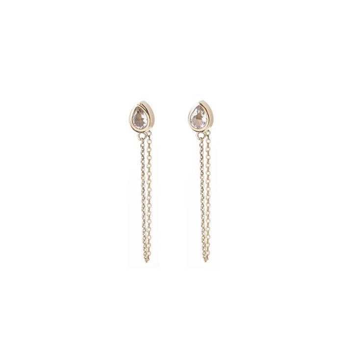 Margaret Elizabeth - Teardrop Chain Studs White Topaz