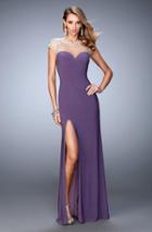 La Femme - 21590 Embellished Illusion Jewel Sheath Dress