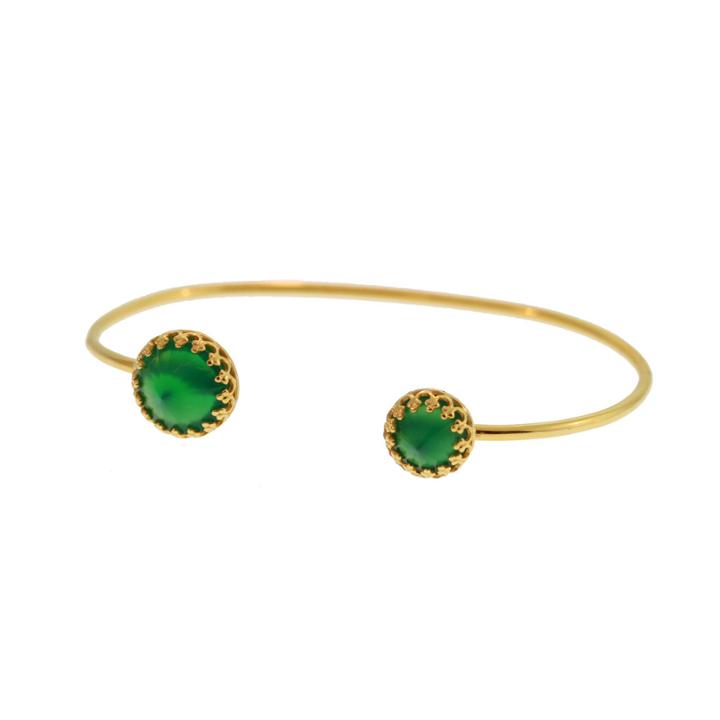 Heather Hawkins - Splendor Spike Cut Bangle - Green Onyx / Yellow Gold