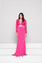 Glow By Colors - G792 Lace V-neck Two-piece Fitted Gown