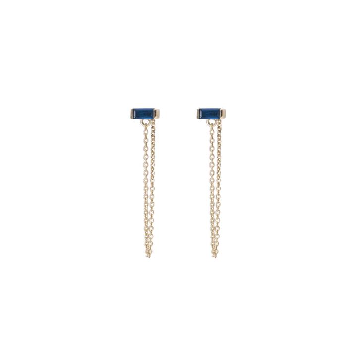 Margaret Elizabeth - Emerald Chain Studs Blue Topaz