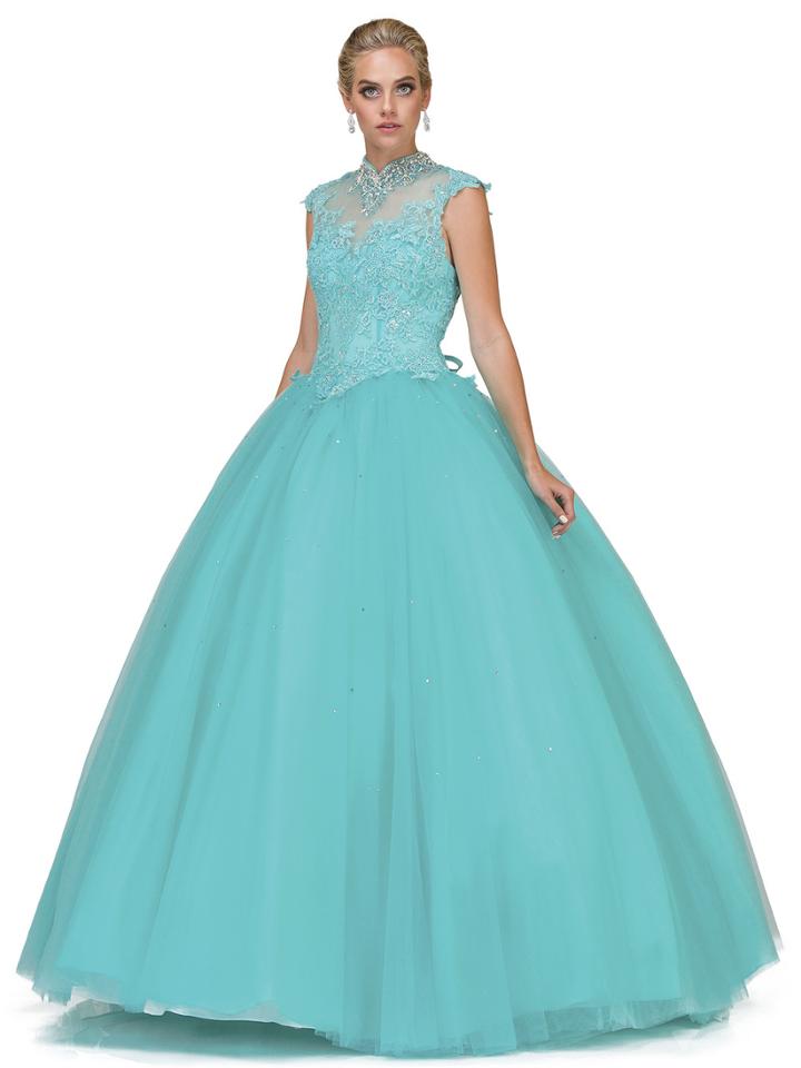 Dancing Queen - 1185 Appliqued Cap Sleeve Ballgown