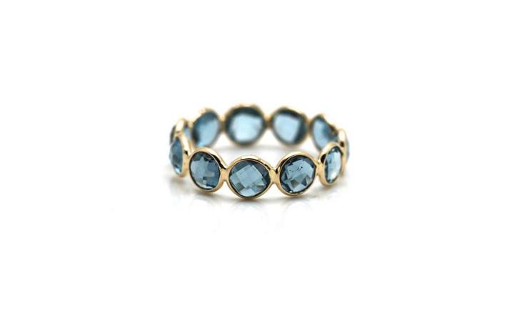 Tresor Collection - London Blue Topaz Round Ring Bands In 18k Yellow Gold