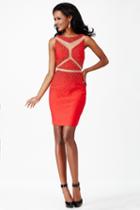 Jovani - Jvn27601 Beaded Bateau Sheer Cutout Short Dress