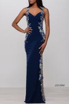 Jovani - Multi Jersey Floral V-neck Dress Jvn50049