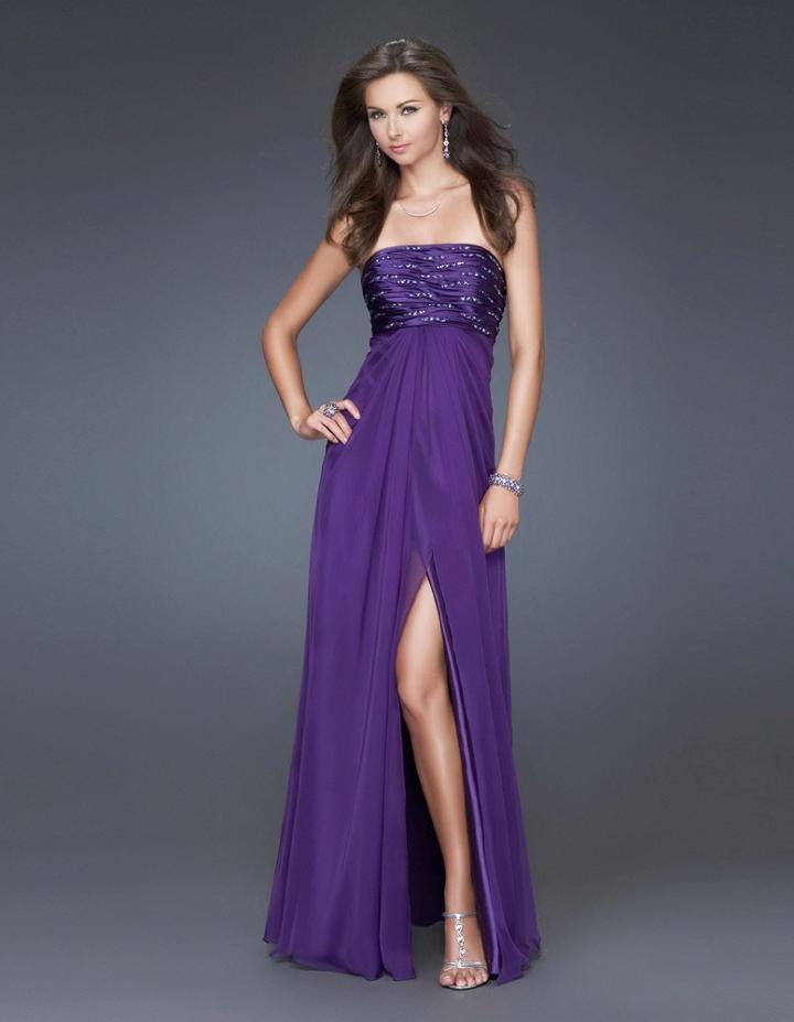 La Femme - Elegant Embellished Straight Across A-line Dress 15935