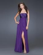 La Femme - Elegant Embellished Straight Across A-line Dress 15935