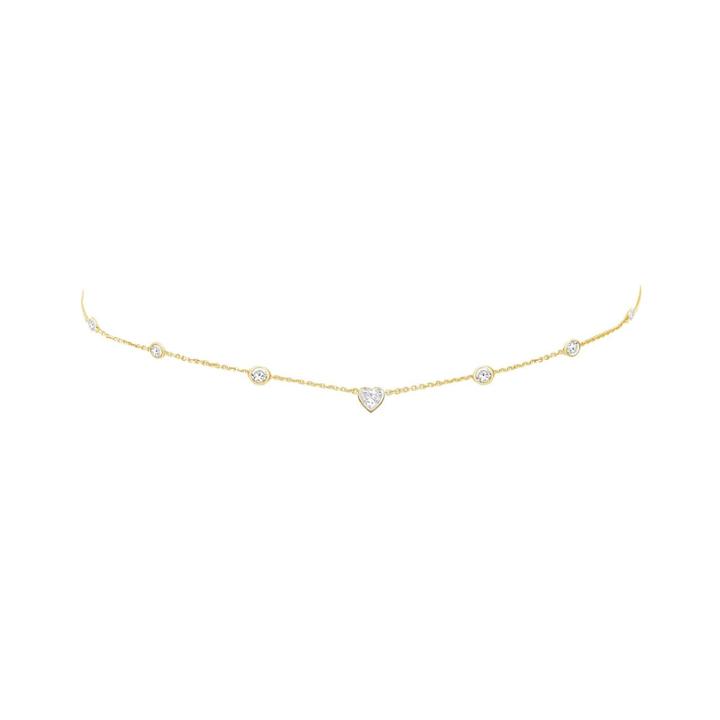 Logan Hollowell - 7 Diamond Orbit Bezel Choker With Heart Shaped Center