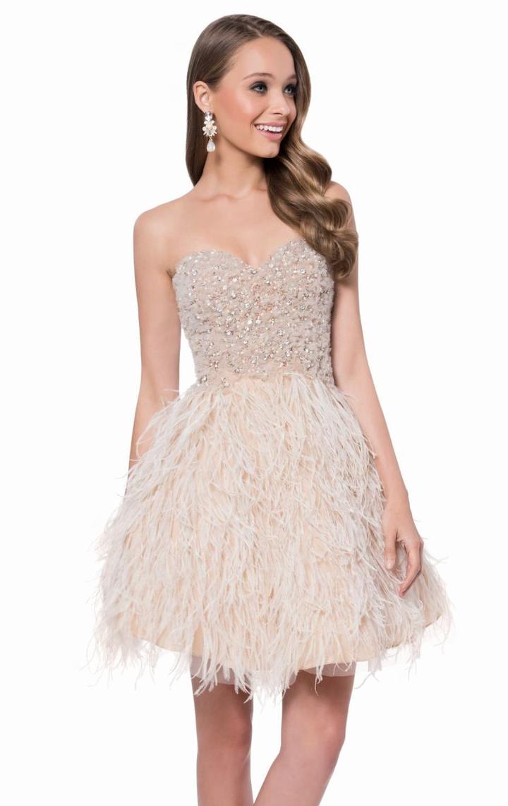 Terani Couture - Feathered Strapless Cocktail Dress 1611p0108