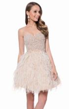 Terani Couture - Feathered Strapless Cocktail Dress 1611p0108