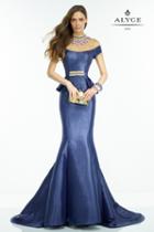 Alyce Paris Claudine - 2537 Dress In Cobalt Multi-color