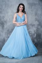 Nina Canacci - 1336 Beaded Deep V-neck A-line Dress
