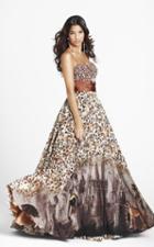 Blush - P016 Strapless Sweetheart Printed Evening Gown