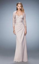La Femme - 21776 Strapless Ruched Long Gown With Lace Jacket